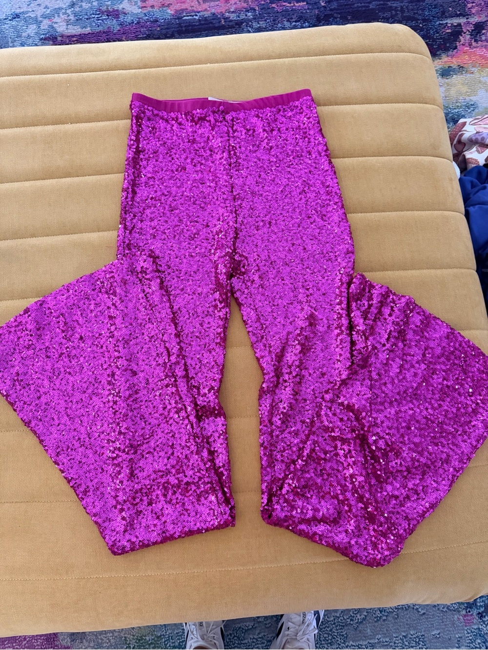 Girl on A vine made to order hot pink Sequin Flare bells